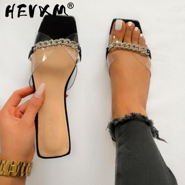 

women slipper transparent flats beach sandals outdoor casual slides chain slippers 2021 fashion shoes ladies1, Black