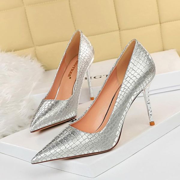 

dress shoes bigtree women's stiletto heels pumps bling plaid pointed toe fashion tacones altos mujer 2021 spring/autumn sweet, Black