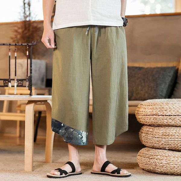 

men's pants harem male bermuda casual board short men harajuku mens summer cotton linen joggers vintage c, Black