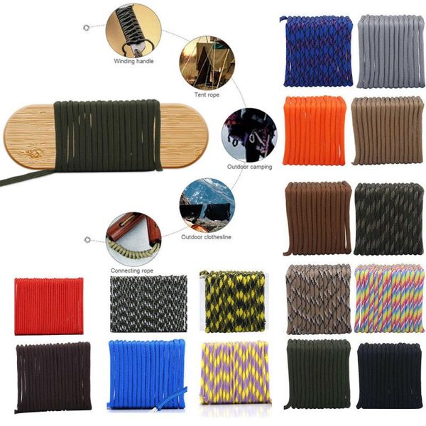 

30/50/100 ft 550lb paracord cord parachute lanyard 7 core strand rope 4mm dia for camping hiking outdoor home knit solid color gadgets