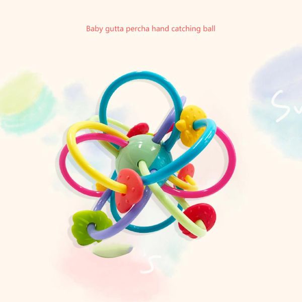 

baby teether soft hand grasping ball early education handbell toys rattle resistance-bite appease toy color cognition pacifiers#