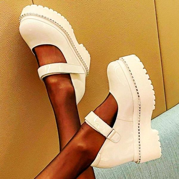 

boots mary janes women bright leather ankle platform shoes pumps high heels oxfords creepers buckle 35 36 37 38 39 40, Black