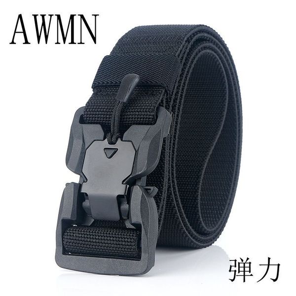 

durable fashion the felt 2021 nylon magnetic button casual versatile elastic woven belt neutral, Black;brown
