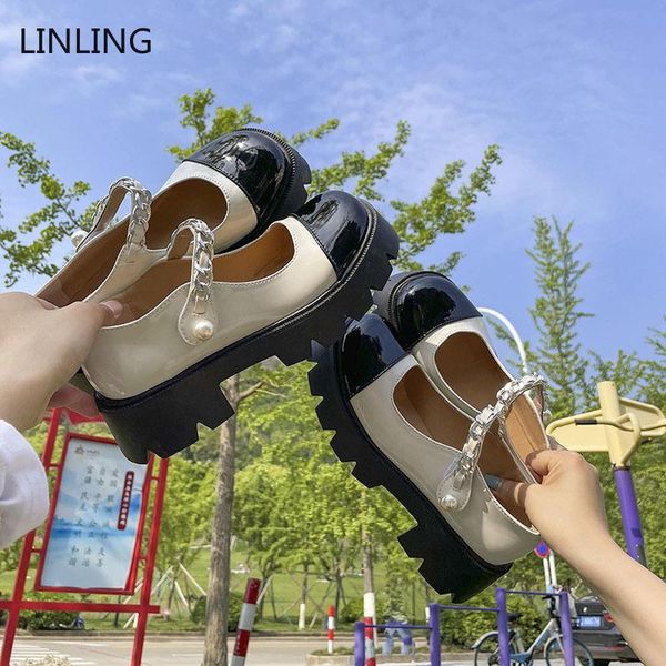 

dress shoes thick-soled mary jane woman pu leather women summer 2021 single female casual shallow thick heel ladies buckle footw, Black