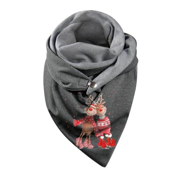 

scarves elk print christmas women scarf button soft casual warm fashion shawls ladies plush velvet thickening keep, Blue;gray