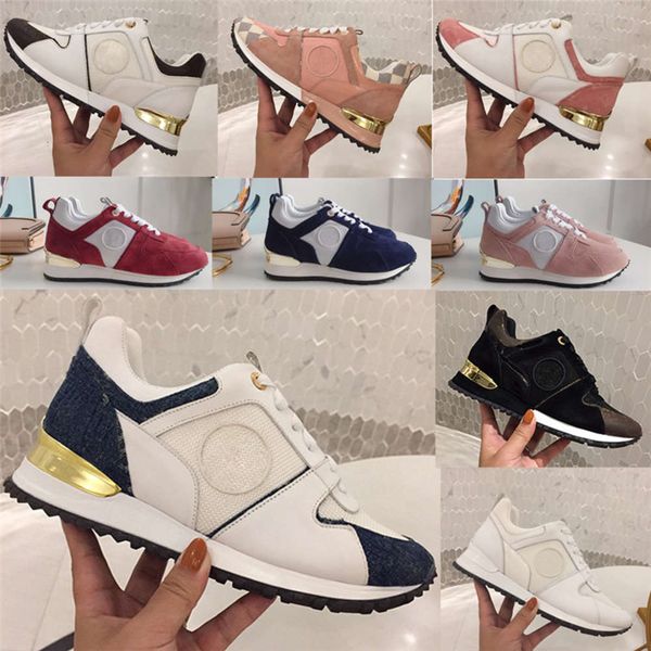 

2021 luxury leather casual shoes run away women designer sneakers men shoe genuine leathers fashion mixed color box 35-44 shortshow, Black