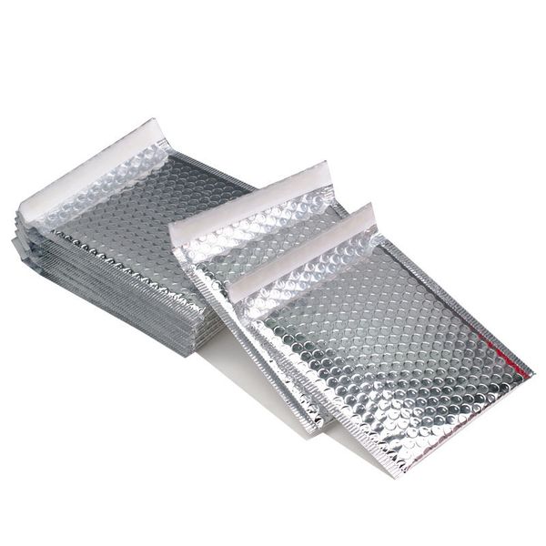 

50 pcs silver aluminium mailers foil bubble mailer bags metallic padded envelope bag