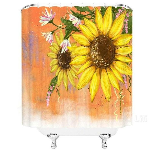 

shower curtains floral art sunflowers yellow flowers bath waterproof polyester