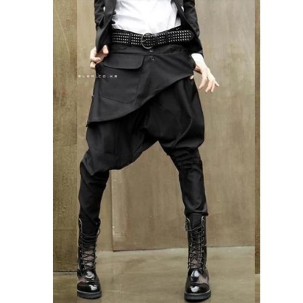 

spring and autumn pants fashion pioneer design dark casual korean men's two wear zhang genxi large, Black