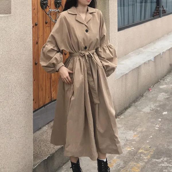 

women's wool & blends 2021 sale women jacket spring long light trench coat warm lapel female windbreaker sleeve lady casual stock, Black