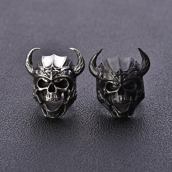 

vintage personality ox head skull warrior rings for motorcycle party punk cool biker sparta finger ring men jewelry cluster, Golden;silver