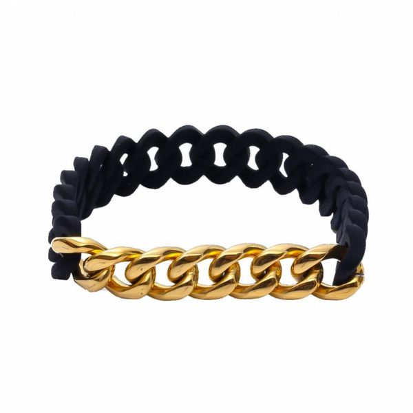 

charm bracelets 2021 selling black and gold titanium steel fried dough twist energy environmental protection silicone bracelet rubber chain, Golden;silver