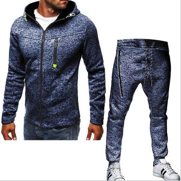 

men's tracksuits autumn and winter leisure sports hooded sweater suit snowflake contrast color pants, Gray