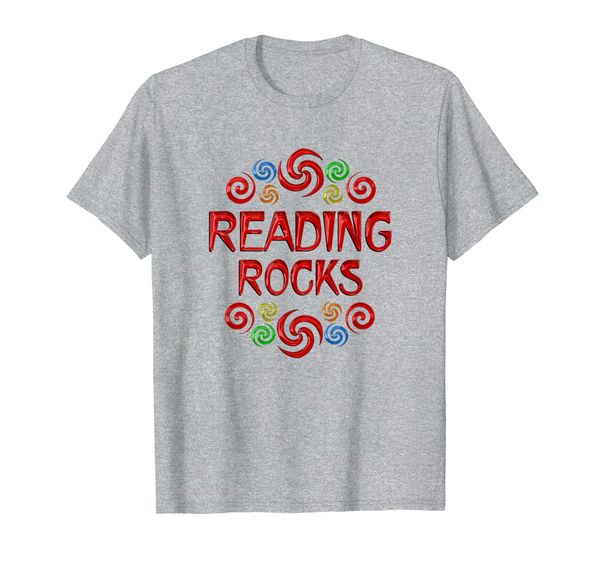 

reading rocks fun spirals t-shirt, White;black