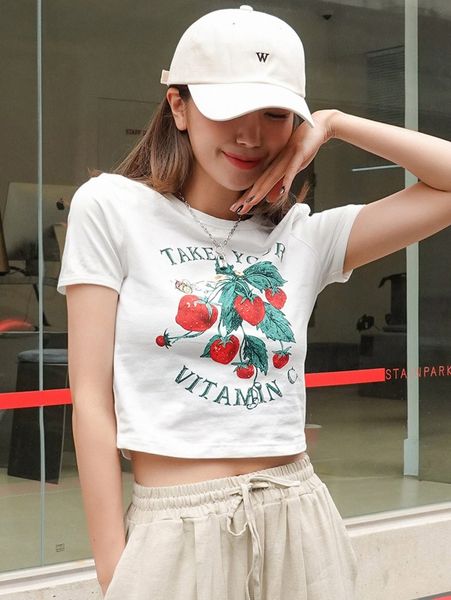 

dazy strawberry & letter graphic tee j8sc#, White