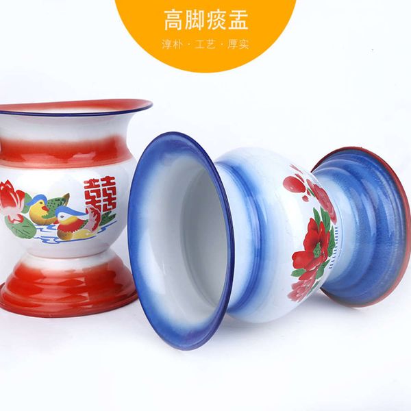 

household high foot old enamel multi specification printing corrosion resistant spittoon, Silver