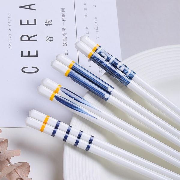 

chopsticks 5pairs non-slip ceramic set reusable pot fried pork in scoop cutlery tableware public