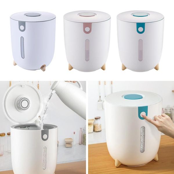 

storage bottles & jars grain barrel securely convenient stable wooden feet 10l dust-proof container bucket for cabinet rice soybeans