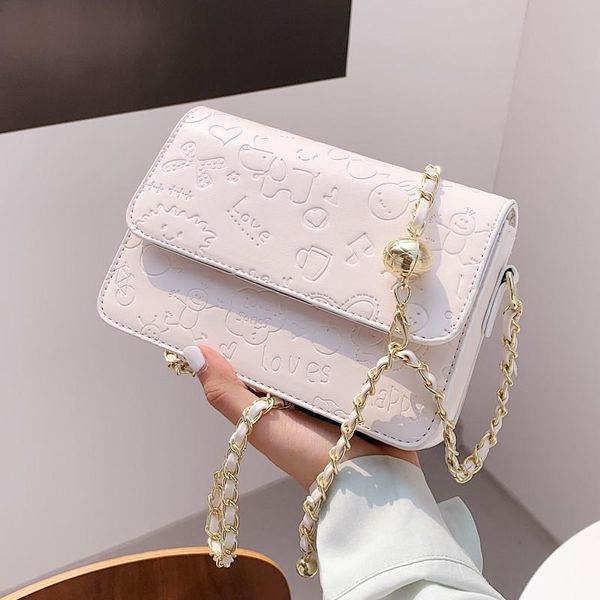 

evening bags cartoon print shoulder for women quality pu leather crossbody bag brand chain hand ladies small flap messenger sac