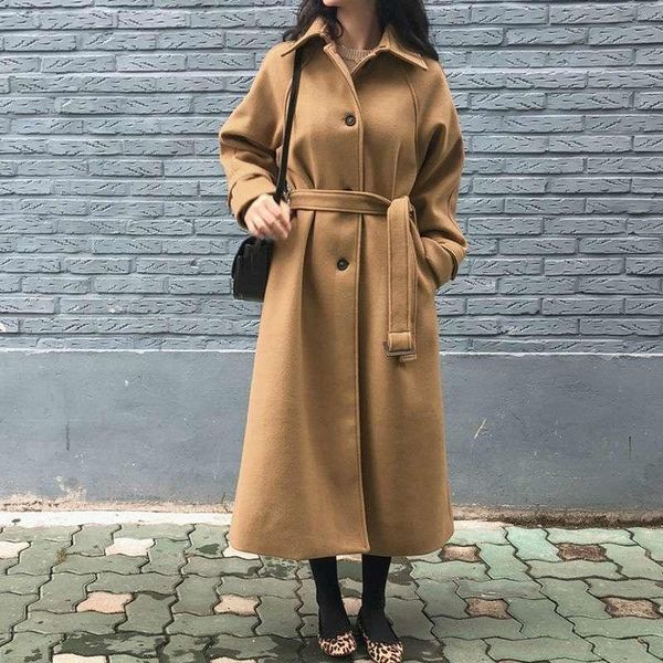 

women's wool & blends warm long oversized cashmere designer coat fashion spring autumn korean thickened cotton winter women jacket top, Black