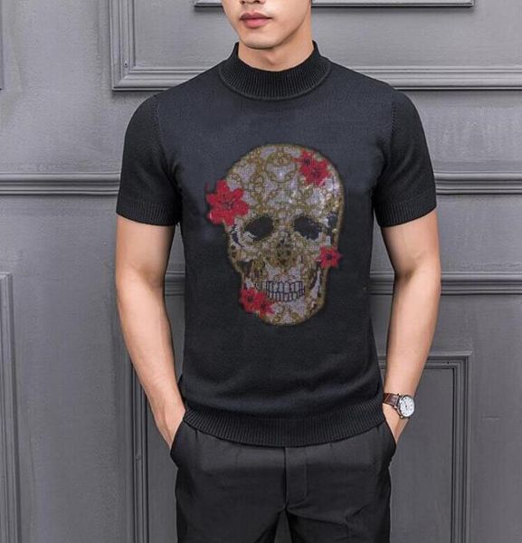 

autumn winter clothing solid color men's sweater stretch diamond stone pullovers fashion warm sweaters plus size, White;black