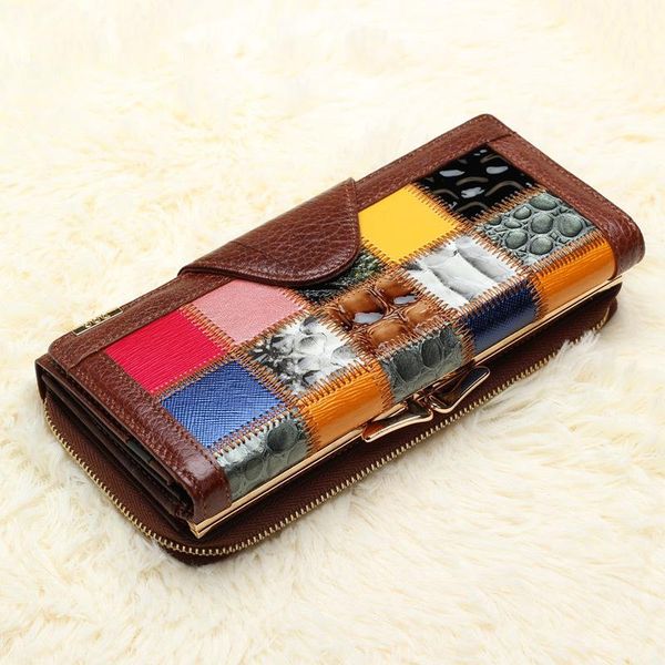 

wallets leather handbag, women's long wallet, mobile phone creative frame wallet, Red;black
