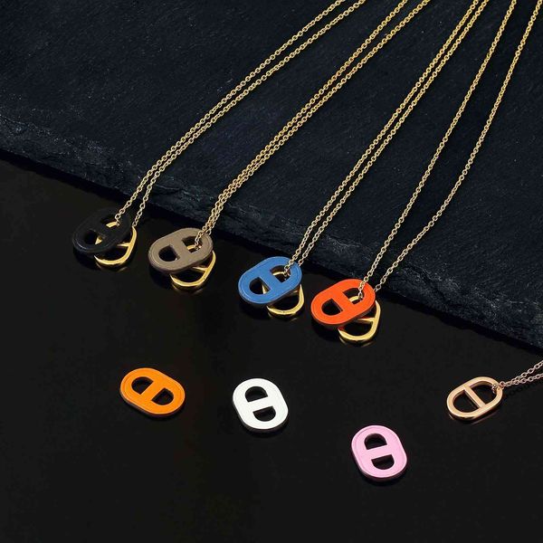 

design jewelry pig nose horseshoe buckle color cowhide necklace women's light luxury sweater chain accessories, Silver