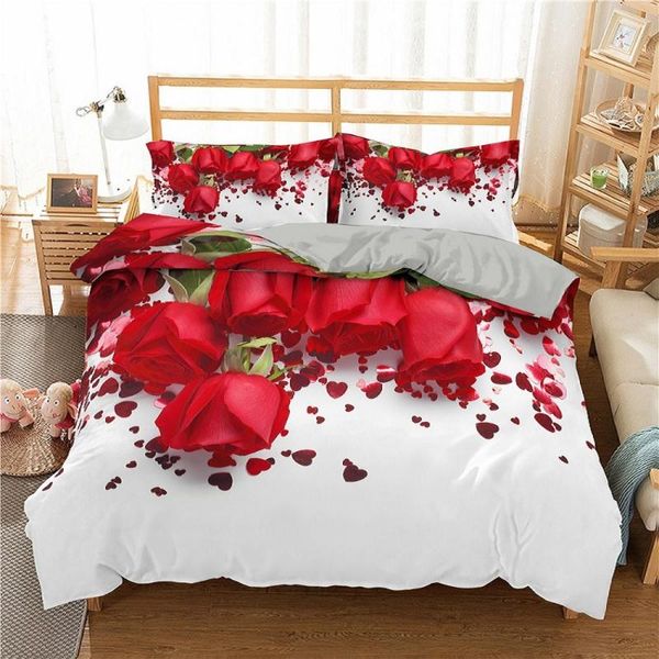 

bedding sets zeimon floral set home textiles quilt cover duvet rose flower printed 2/3pcs christmas decoration bedclothes