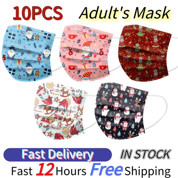 

Other Event & Party Supplies 10pc 2022 Adult Christmas Reindeer Mouth Masks Disposable Cute Cartoons Face 3 Layer Ply Mascarillas Halloween