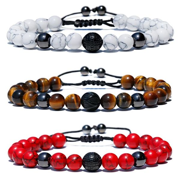 

beaded, strands 2021 ethnic turquoises beads weaving bracelet men black stainless steel ball homme adjustable drop