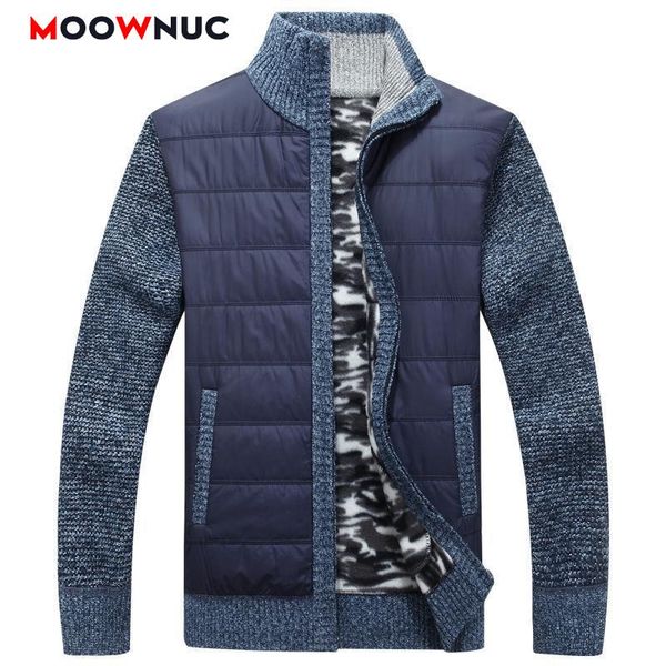 

men's sweaters fashion cardigan 2021 patchwork long sleeves casual coats thick slim classic keep warm male spring autumn moownuc, White;black