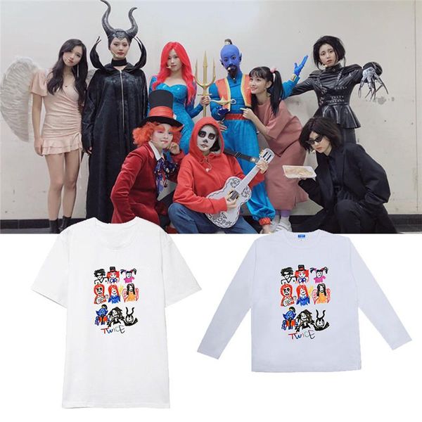 

women's t-shirt kpop t-shirts short-sleeve harajuku summer casual twice once halloween anime long-sleeve loose couple y55, White