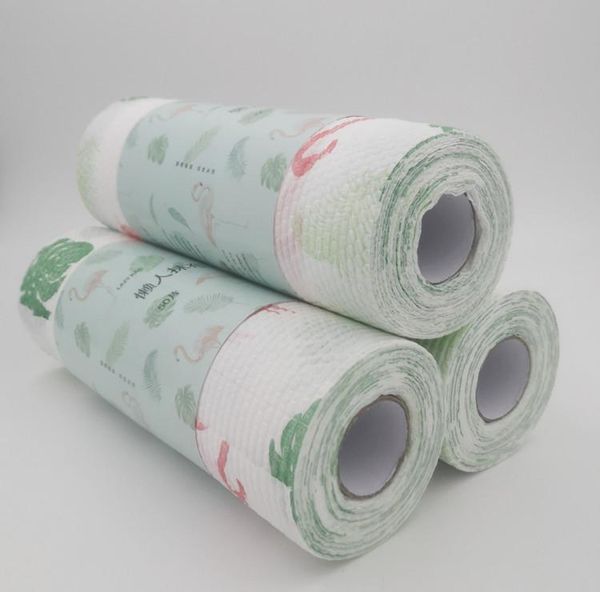 

cleaning cloths printing pattern tearable disposable roll pp wood pulp rag dish cloth home scouring pad oil-free