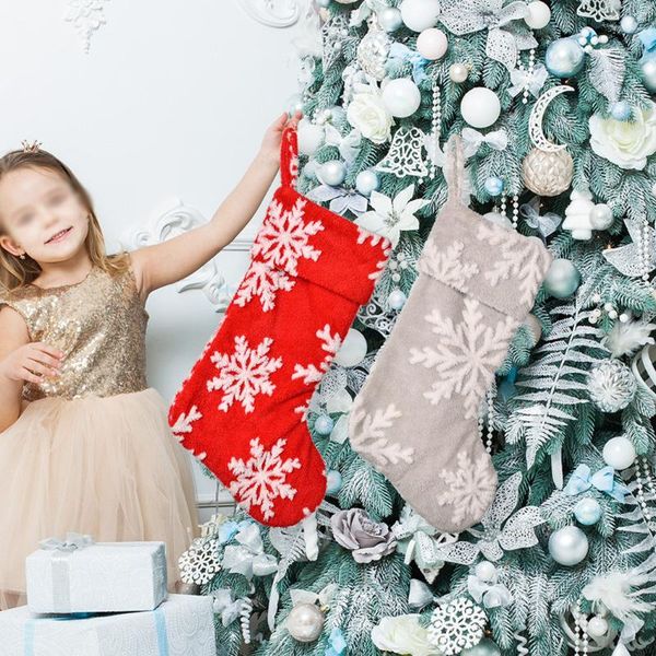 

christmas decorations snowflake sock xmas gift candy bag noel natal navidad luxury blank decor fireplace tree