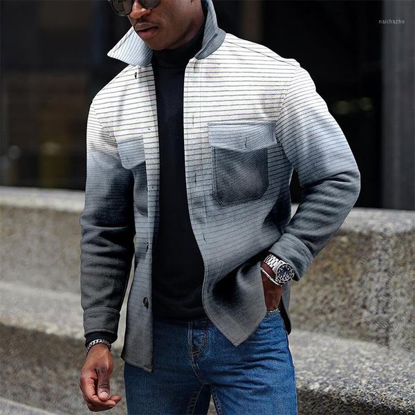 

men's jackets mens vintage streetwear casual long sleeve turn-down collar buttoned coats for men 2022 fashion digital print outerwear, Black;brown