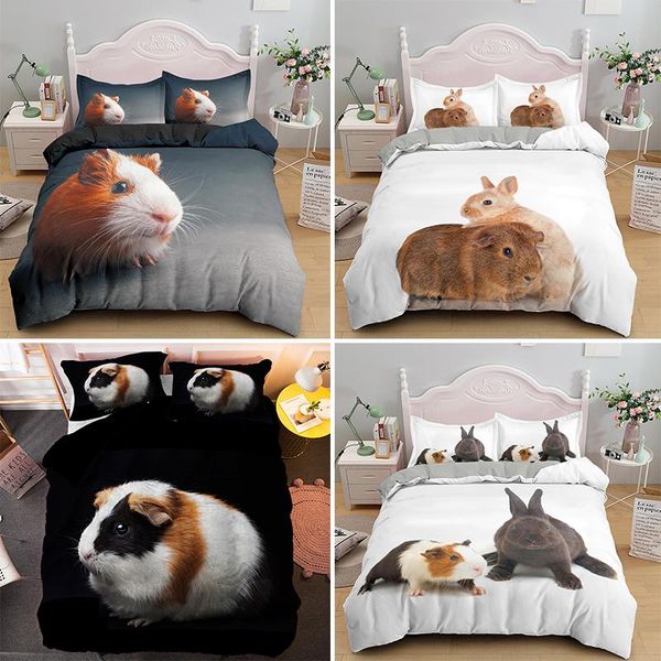 

funny guinea pig bedding sets duvet cover with pillow case 2/3pcs single twin full  king size bedclothes home textile