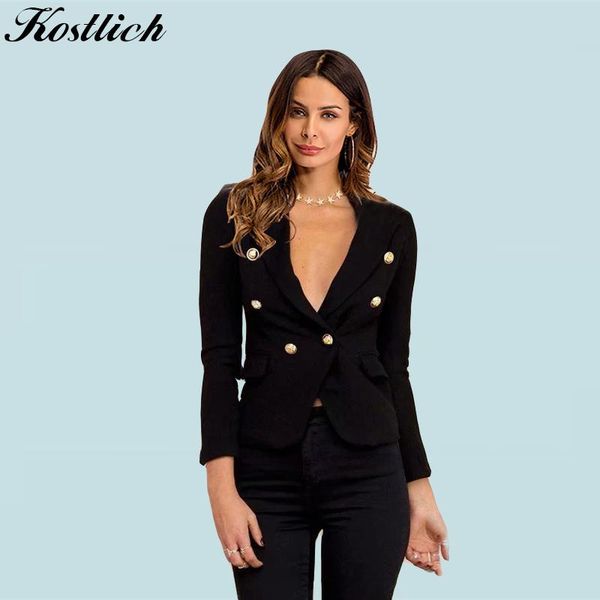 

women's suits & blazers kostlich elegant long sleeves blazer pocket office 2021 notched neck double breasted button, White;black
