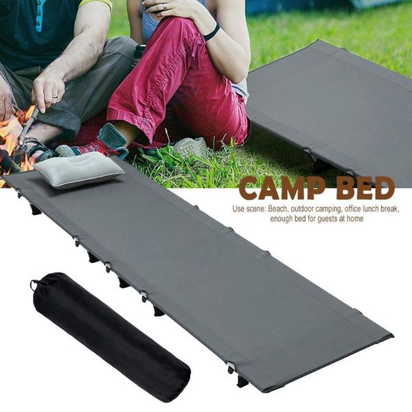 

portable folding camping mat cot single bed outdoor aluminum alloy ultra light camp beach accompanying lunch break pads