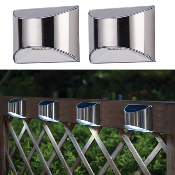 

solar lamps 2/4pcs wall lights outdoor fence post step waterproof security lighting for garden pathway lamp