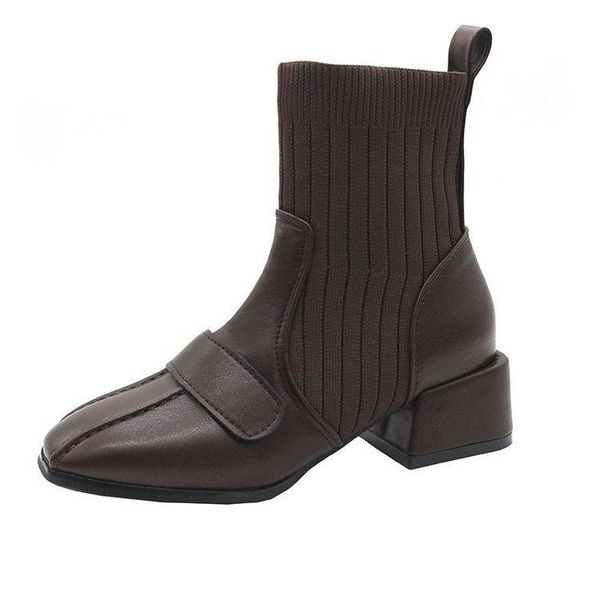 

boots drop women ankle 2021 genuine leather black high heels platform ladies shoes