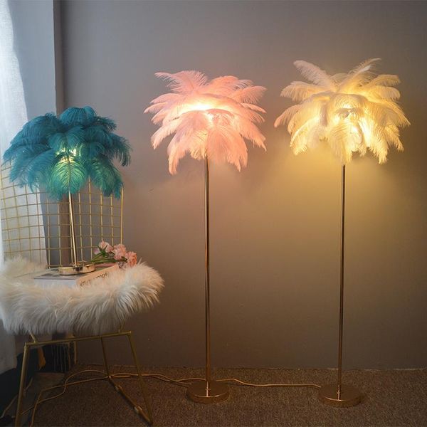 

nordic decoration floor lamp for living room decor light ostrich feather lamps tall bedroom standing led lighting