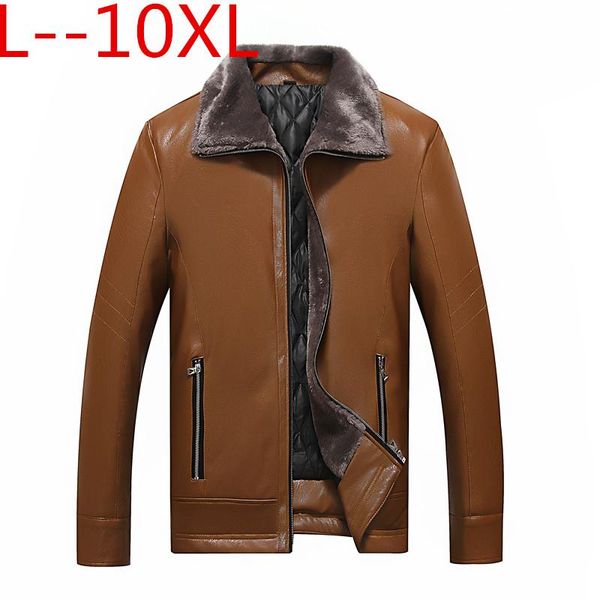 

men's fur & faux 2021 winter male one long sheep and wool leather jacket plus size 10xl 8xl 6xl 5xl 4xl, Black
