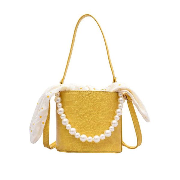 

women's crocodile pattern pearl handbag fashion wild bucket bag casual shoulder crossbody bags cute 2021 arrivals waist