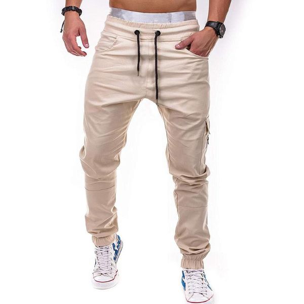 

men's pants trousers casual sport drawstring slim fit solid streetwear running joggers sweatpants pantolon, Black