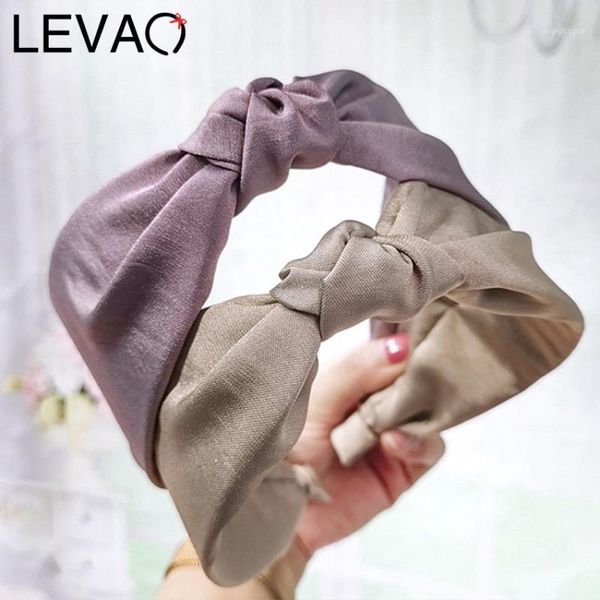 

levao knotted glossy fabric headband for women girls korea hair accessories wide bows hoop crown hairbands head wrap1