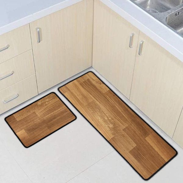 Tappeti Stile Moderno 2 PZ/SET Tappeto Da Cucina Pavimento In Legno Modello Tappetino Tappeti 40x60 cm 40x120 cm Fibra di Gomma antiscivolo Porta Zerbino