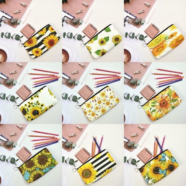 

pencil cases 2021 small fresh daisy pattern printed canvas case student stationery box for students