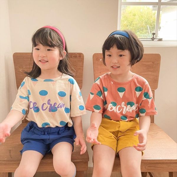 

7333 kids t shirt summer korean childrens ice cream short sleeve baby boys casual girls, Blue