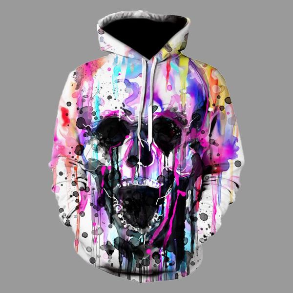 

men's hoodies & sweatshirts creative ink skull hoodie 2021 hip-hop loose sweatshirt hooded coat autumn thin male and female pullover ja, Black