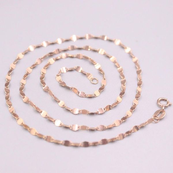 

chains fine pure au 750 18kt rose gold chain 2mmw women tile link necklace 18inch 1.9-2.1g, Silver